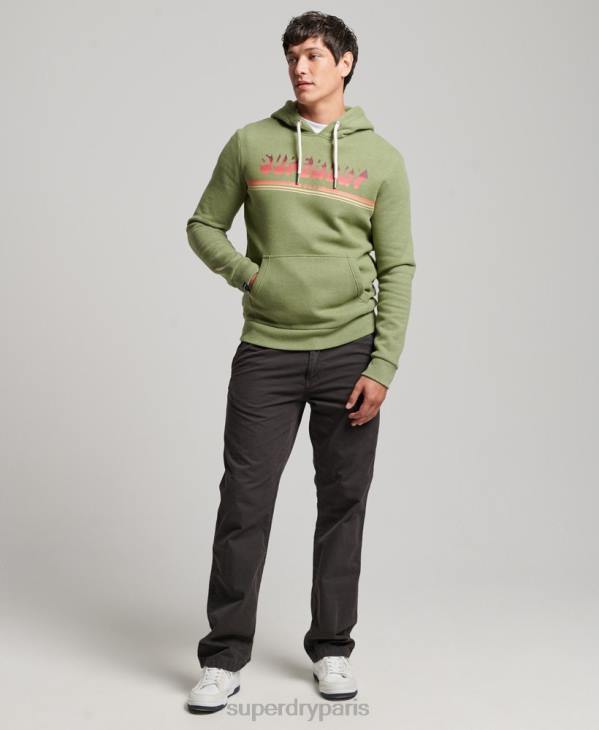 Superdry Hommes sweat à capuche vintage shadow D64Z684 vêtements vert