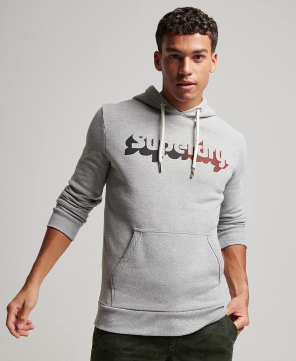 Superdry Hommes sweat à capuche vintage shadow D64Z706 vêtements gris clair
