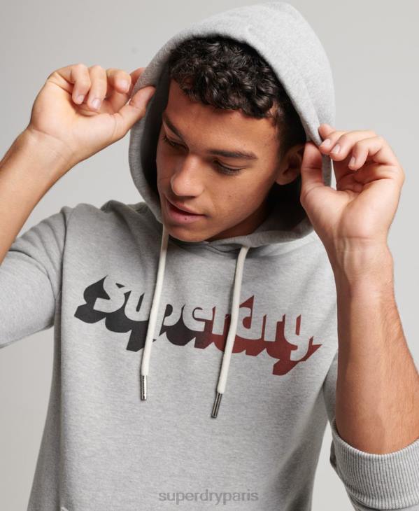 Superdry Hommes sweat à capuche vintage shadow D64Z706 vêtements gris clair