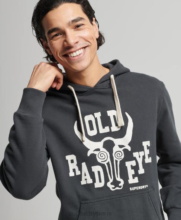 Superdry Hommes sweat à capuche vintage surf ranchero D64Z860 vêtements gris foncé