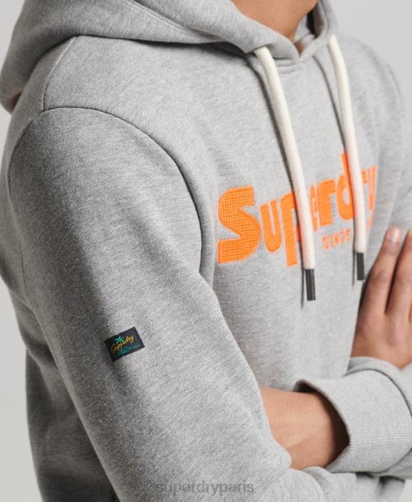 Superdry Hommes sweat à capuche vintage terrain classique D64Z607 vêtements gris clair