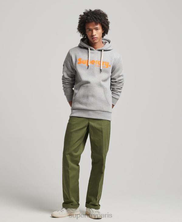 Superdry Hommes sweat à capuche vintage terrain classique D64Z607 vêtements gris clair