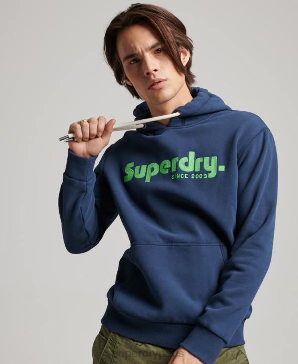 Superdry Hommes sweat à capuche vintage terrain classique D64Z637 vêtements marine