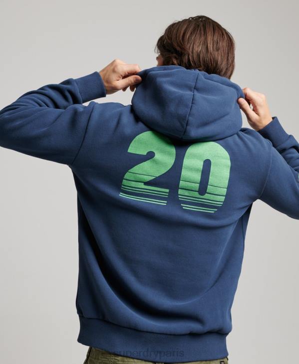 Superdry Hommes sweat à capuche vintage terrain classique D64Z637 vêtements marine