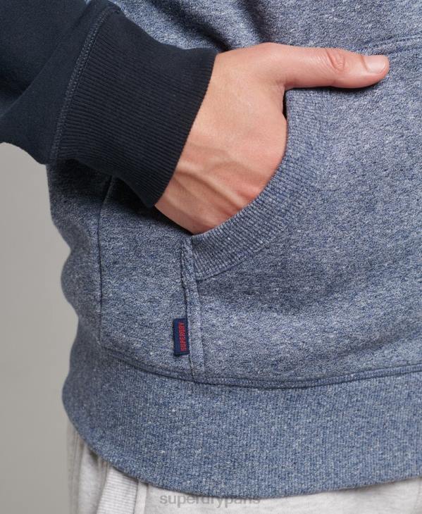 Superdry Hommes sweat à capuche zippé baseball logo essentiel en coton bio D64Z503 vêtements bleu