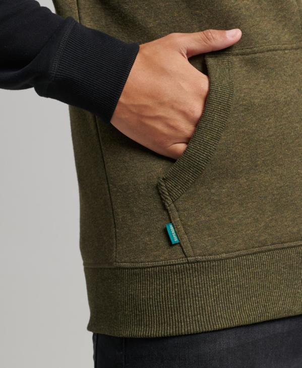 Superdry Hommes sweat à capuche zippé baseball logo essentiel en coton bio D64Z520 vêtements vert