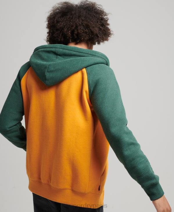 Superdry Hommes sweat à capuche zippé baseball logo essentiel en coton bio D64Z803 vêtements or