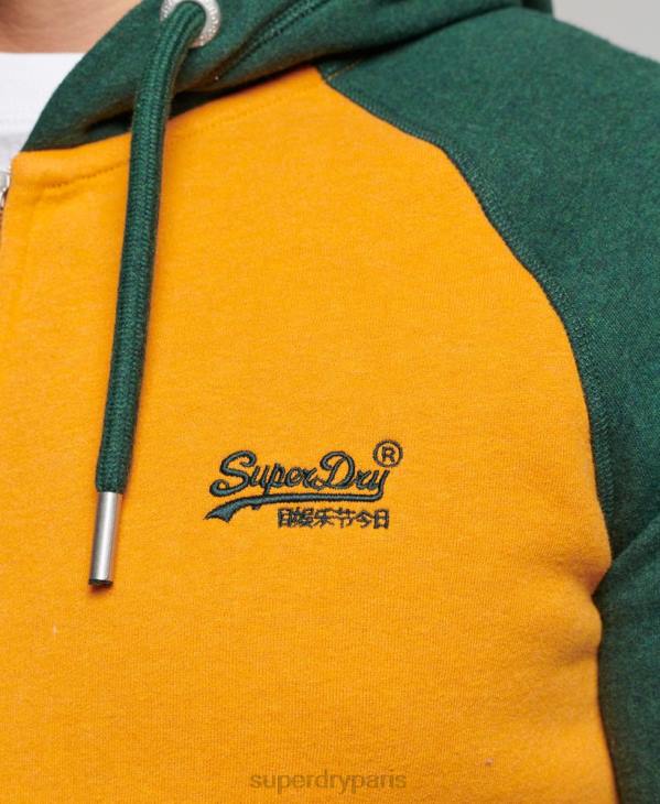 Superdry Hommes sweat à capuche zippé baseball logo vintage brodé D64Z490 vêtements or