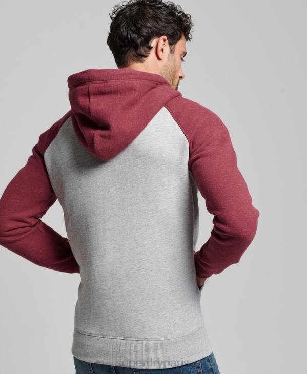Superdry Hommes sweat à capuche zippé baseball logo vintage brodé D64Z557 vêtements gris clair