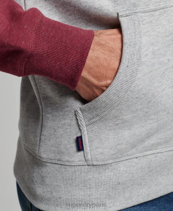 Superdry Hommes sweat à capuche zippé baseball logo vintage brodé D64Z557 vêtements gris clair