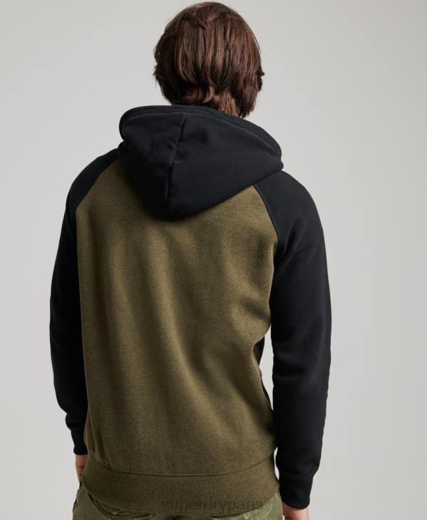 Superdry Hommes sweat à capuche zippé baseball logo vintage brodé D64Z723 vêtements vert