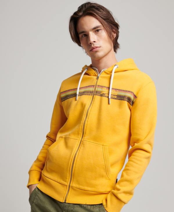 Superdry Hommes sweat à capuche zippé cali à logo vintage D64Z485 vêtements jaune