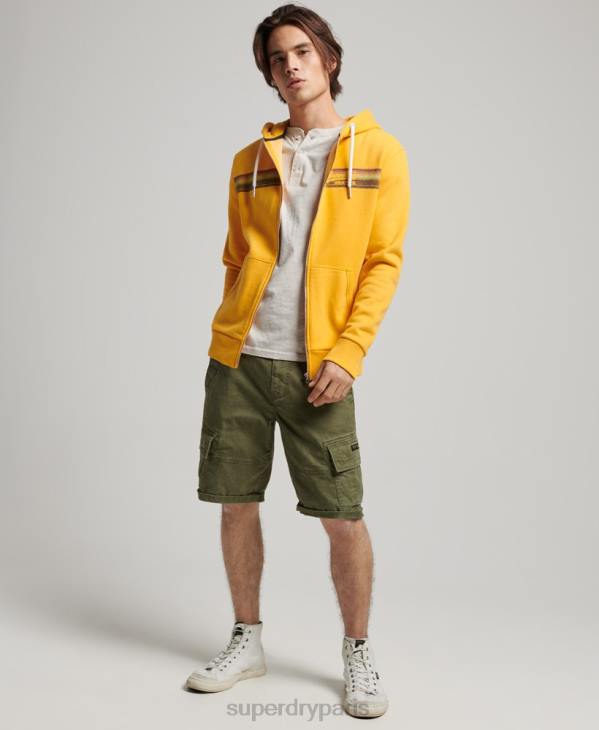 Superdry Hommes sweat à capuche zippé cali à logo vintage D64Z485 vêtements jaune