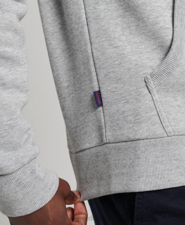Superdry Hommes sweat à capuche zippé classique à logo vintage D64Z5148 vêtements gris