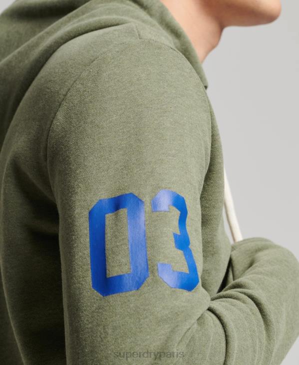 Superdry Hommes sweat à capuche zippé classique à logo vintage D64Z840 vêtements vert