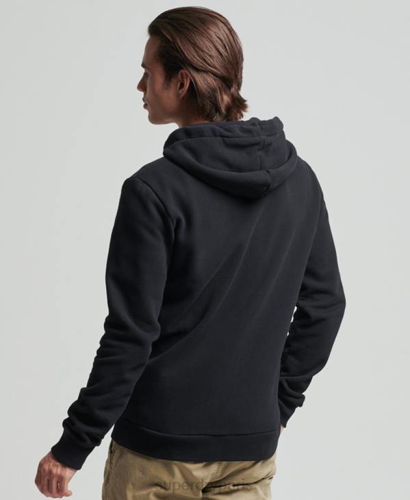 Superdry Hommes sweat à capuche zippé classique à logo vintage core D64Z5053 vêtements noir