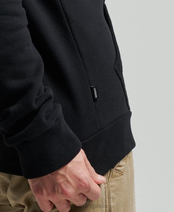 Superdry Hommes sweat à capuche zippé classique à logo vintage core D64Z5053 vêtements noir