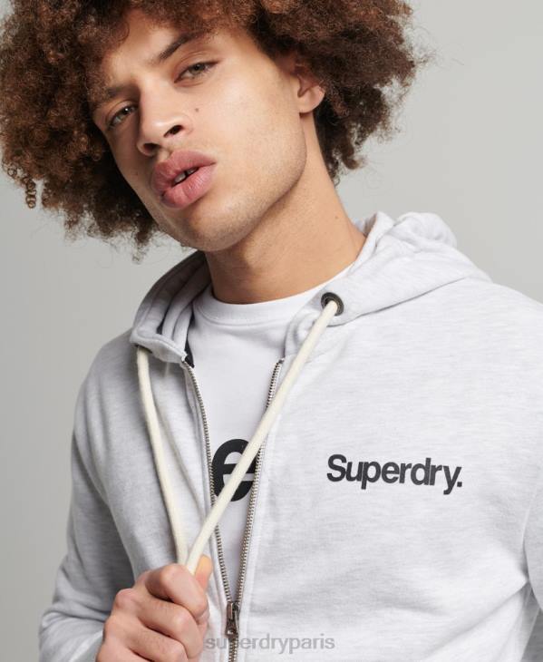 Superdry Hommes sweat à capuche zippé classique à logo vintage core D64Z5150 vêtements gris clair