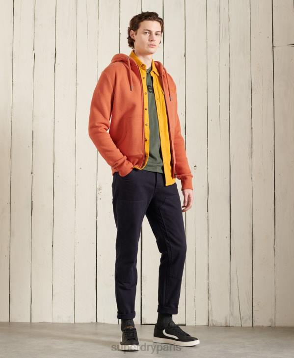 Superdry Hommes sweat à capuche zippé classique à étiquette orange D64Z852 vêtements orange