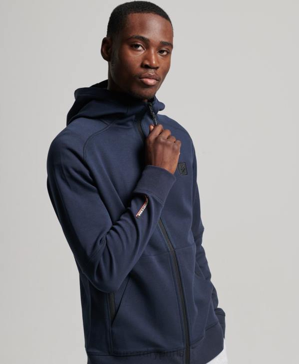 Superdry Hommes sweat à capuche zippé code tech D64Z461 vêtements bleu