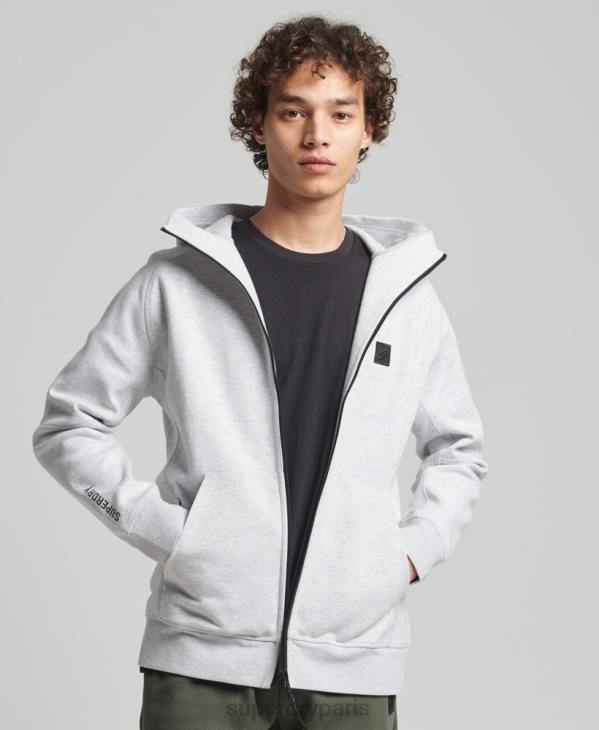 Superdry Hommes sweat à capuche zippé code tech D64Z643 vêtements gris