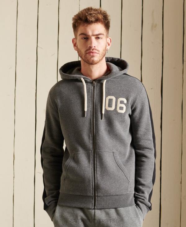 Superdry Hommes sweat à capuche zippé color block à logo vintage D64Z891 vêtements gris