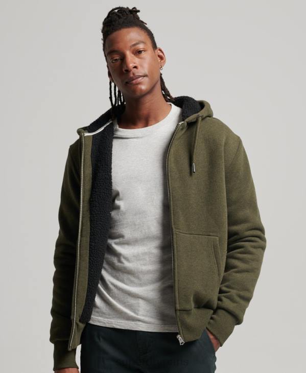 Superdry Hommes sweat à capuche zippé doublé borg essential D64Z4990 vêtements kaki