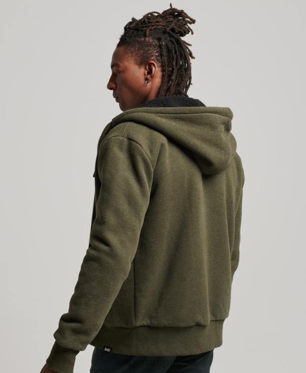 Superdry Hommes sweat à capuche zippé doublé borg essential D64Z4990 vêtements kaki