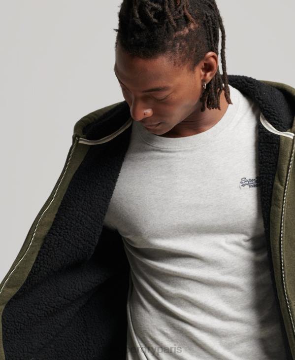 Superdry Hommes sweat à capuche zippé doublé borg essential D64Z4990 vêtements kaki