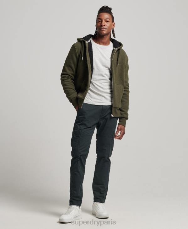 Superdry Hommes sweat à capuche zippé doublé borg essential D64Z4990 vêtements kaki