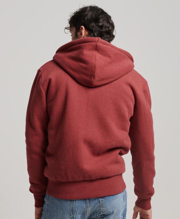 Superdry Hommes sweat à capuche zippé doublé borg essential D64Z4992 vêtements rouge