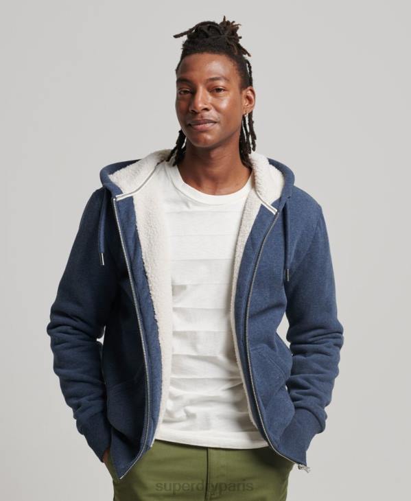 Superdry Hommes sweat à capuche zippé doublé borg essential D64Z499 vêtements marine
