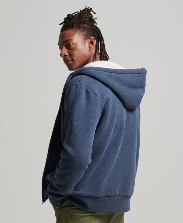 Superdry Hommes sweat à capuche zippé doublé borg essential D64Z499 vêtements marine