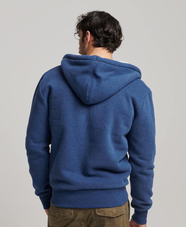 Superdry Hommes sweat à capuche zippé doublé borg essential D64Z5110 vêtements bleu