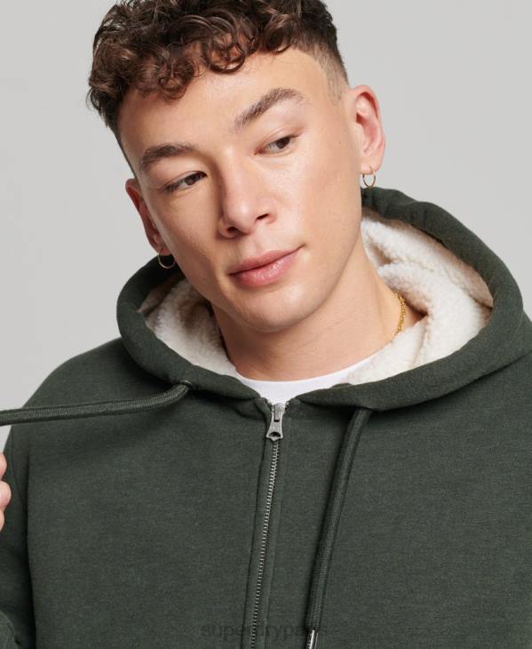 Superdry Hommes sweat à capuche zippé doublé borg essential D64Z5204 vêtements vert