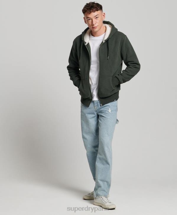 Superdry Hommes sweat à capuche zippé doublé borg essential D64Z5204 vêtements vert