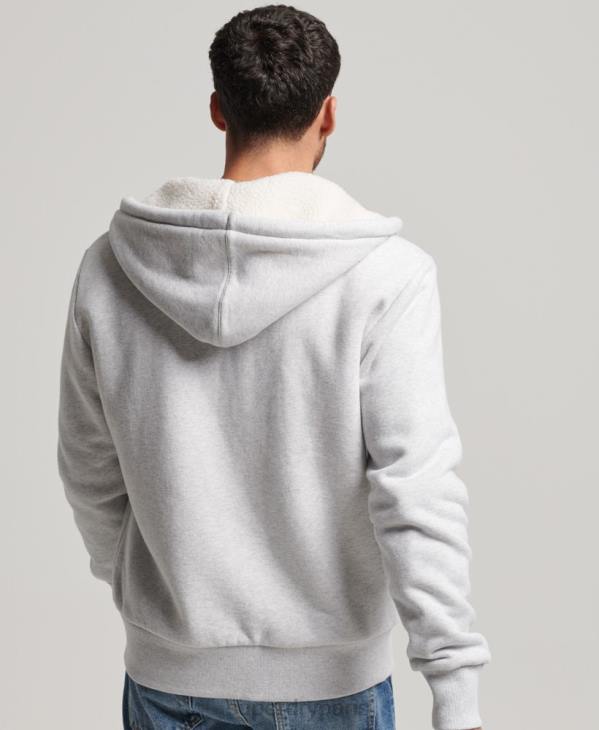 Superdry Hommes sweat à capuche zippé doublé borg essential D64Z534 vêtements gris clair