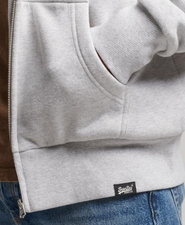 Superdry Hommes sweat à capuche zippé doublé borg essential D64Z534 vêtements gris clair
