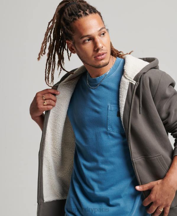 Superdry Hommes sweat à capuche zippé doublé borg essential D64Z618 vêtements gris foncé