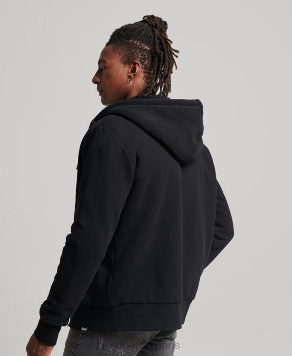 Superdry Hommes sweat à capuche zippé doublé borg essential D64Z639 vêtements noir