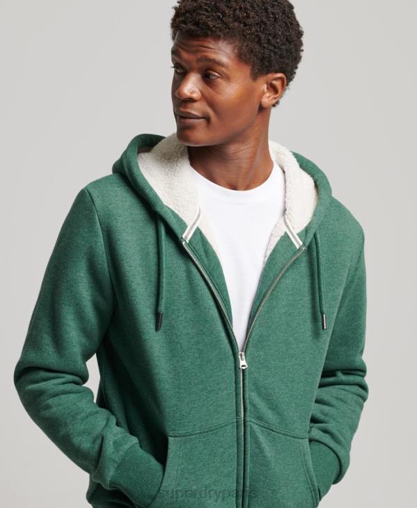 Superdry Hommes sweat à capuche zippé doublé borg essential D64Z679 vêtements vert
