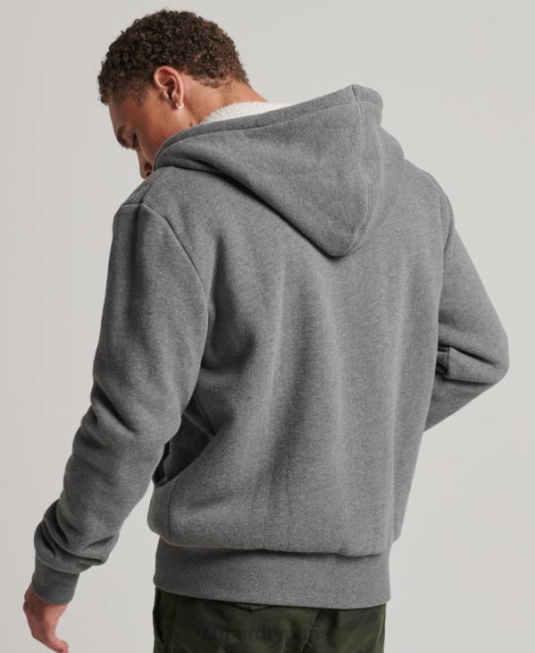 Superdry Hommes sweat à capuche zippé doublé borg essential D64Z680 vêtements gris