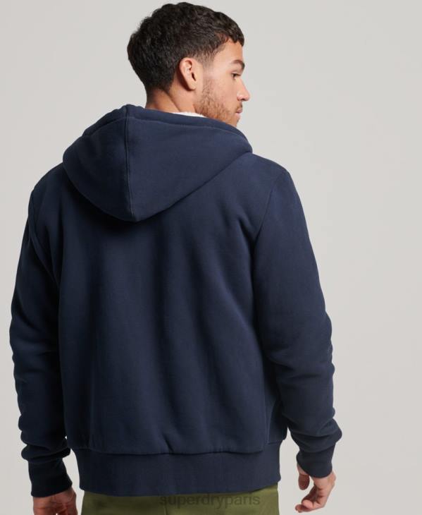 Superdry Hommes sweat à capuche zippé doublé borg essential D64Z797 vêtements marine
