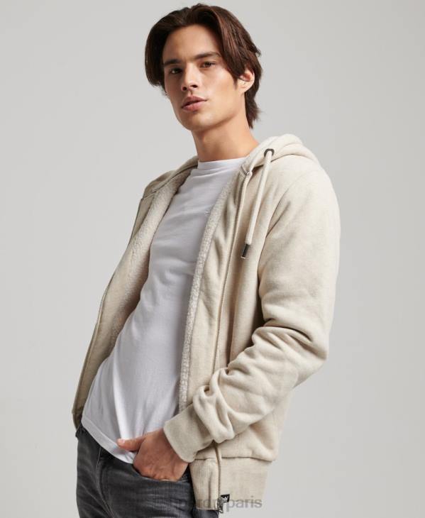 Superdry Hommes sweat à capuche zippé doublé borg essential D64Z878 vêtements crème