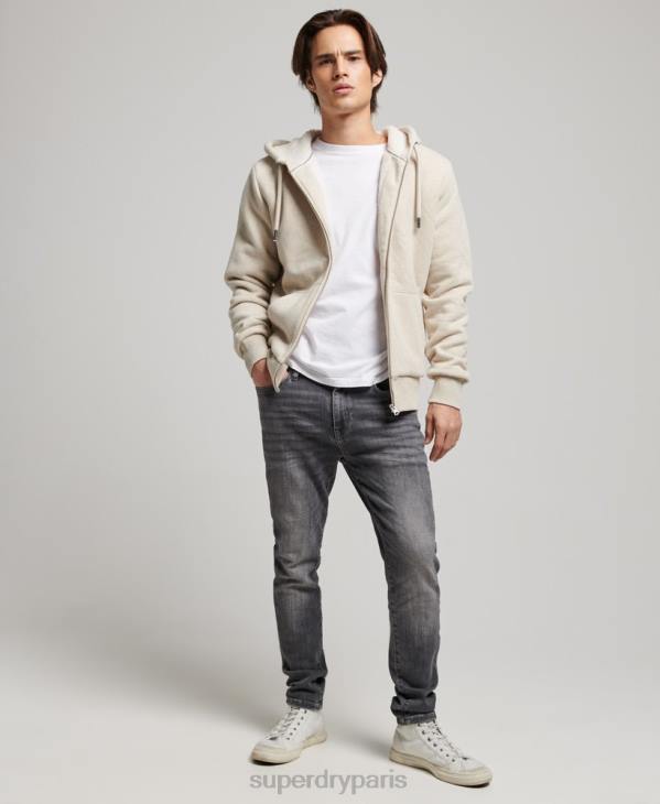 Superdry Hommes sweat à capuche zippé doublé borg essential D64Z878 vêtements crème