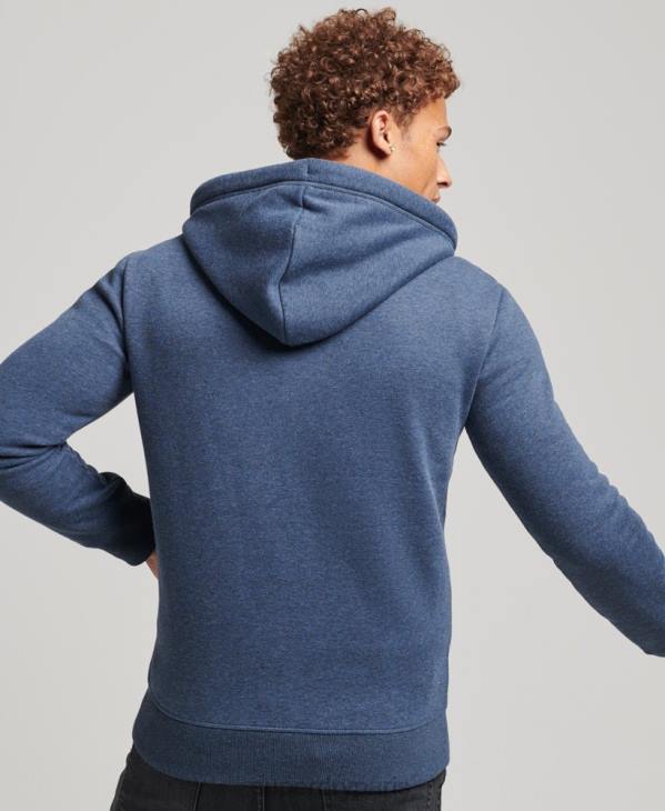 Superdry Hommes sweat à capuche zippé en coton bio avec logo vintage brodé D64Z480 vêtements marine