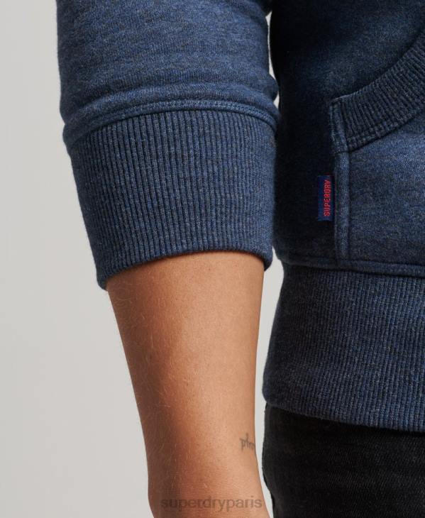 Superdry Hommes sweat à capuche zippé en coton bio avec logo vintage brodé D64Z480 vêtements marine