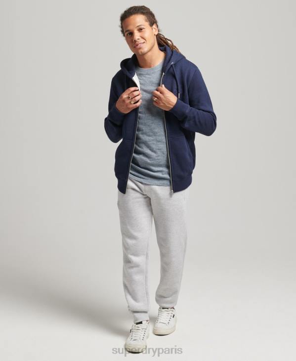 Superdry Hommes sweat à capuche zippé en coton bio avec logo vintage brodé D64Z5052 vêtements marine