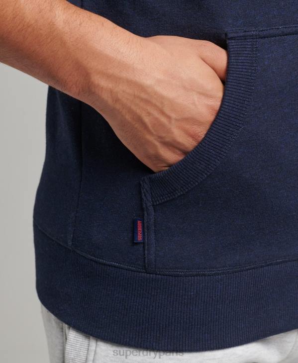 Superdry Hommes sweat à capuche zippé en coton bio avec logo vintage brodé D64Z5052 vêtements marine