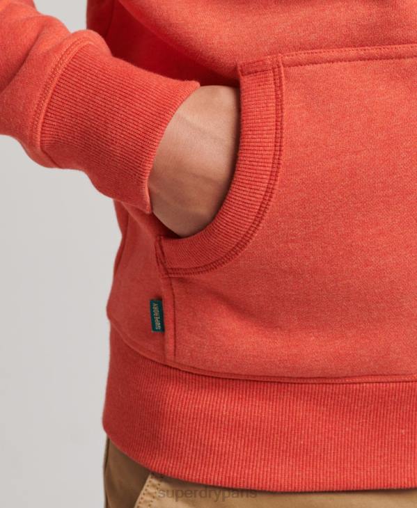 Superdry Hommes sweat à capuche zippé en coton bio avec logo vintage brodé D64Z512 vêtements orange